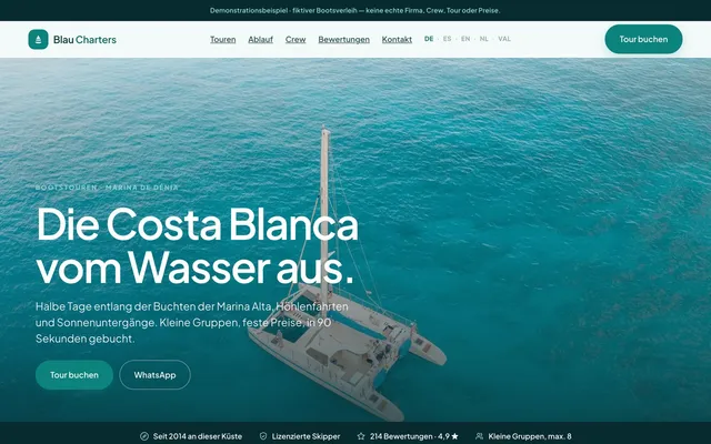 Web de ejemplo: Blau Charters
