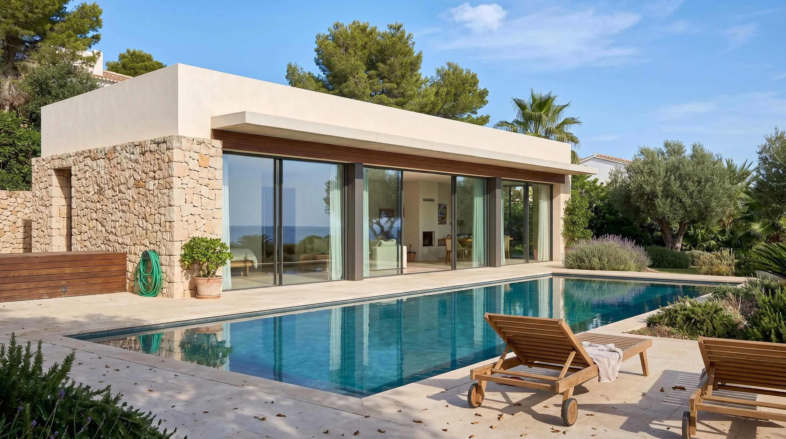 Villa Migjorn mit Pool und Terrasse über dem Meer bei Moraira