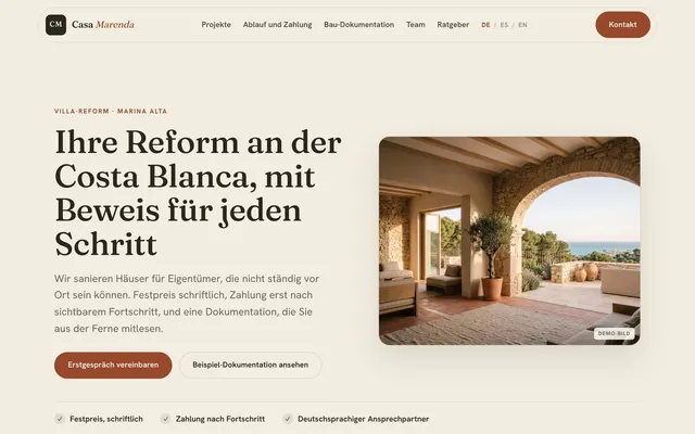 Web de ejemplo: Casa Marenda